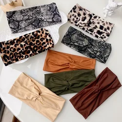 Mode Frauen Kreuz Einfarbig Haar Bands Mädchen Leopard Print Blume Stirnbänder Mode Vintage Turban Machen Up Haar Zubehör