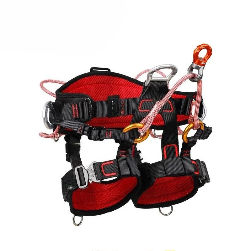 S/M Black Arborist Climbing Sit Harness, Tree Pruning Surgeon Care Saddle for Professional Mountaineering & Rescue
