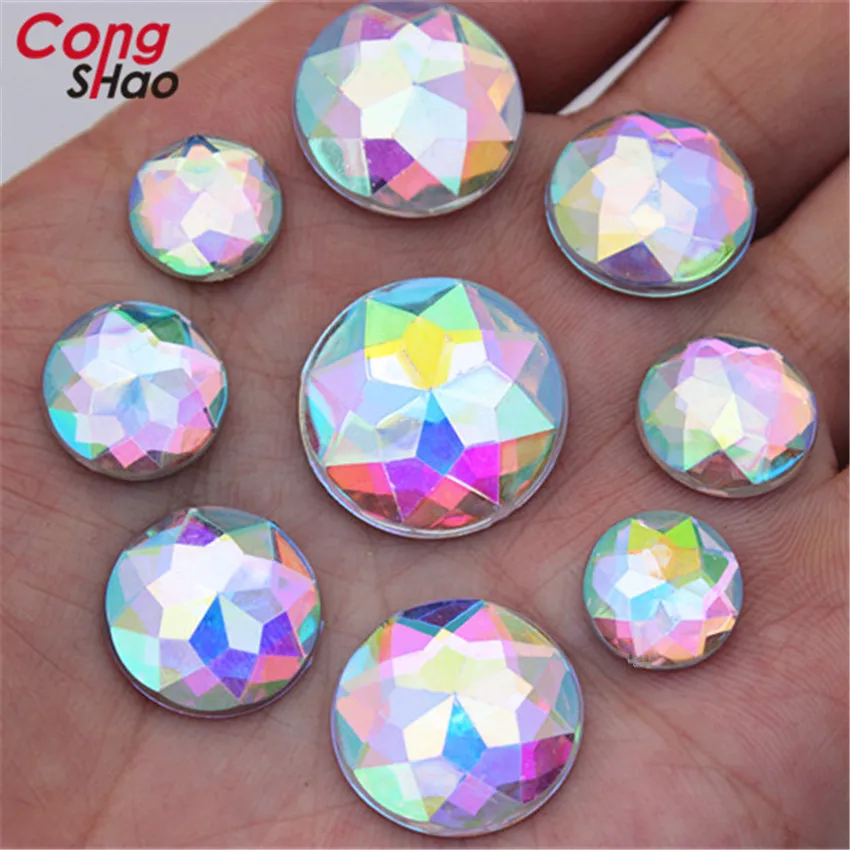 Flat Back Acrylic AB Rhinestones In A Variety Of And Sizes Round AB Stones For Face Decorations Face Gems DIY Garment Trim WC721