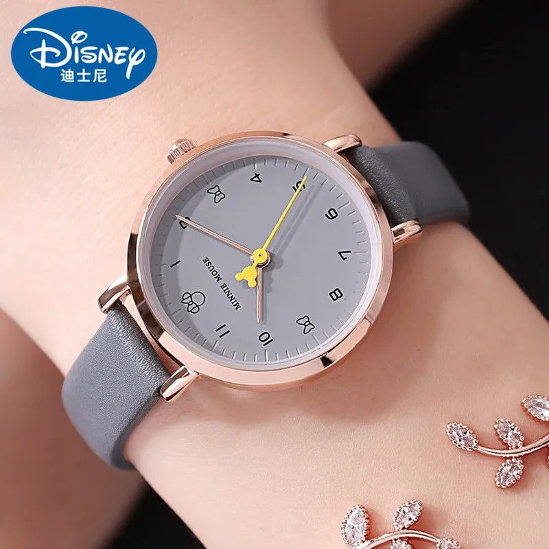 Disney Gift With Box Ladies Watch Mickey Mouse Genuine Leather Quartz Womens Clock Waterproof Fashion Relogio Feminino