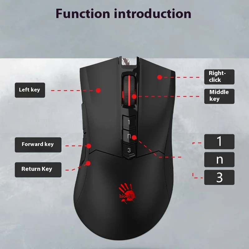 Imagem -02 - Sangrento-wireless Ergonômico Low Delay Gaming Mouse Rgb Fps Gamer Acessórios Laptop Computador Programável Escritório R90 Plus