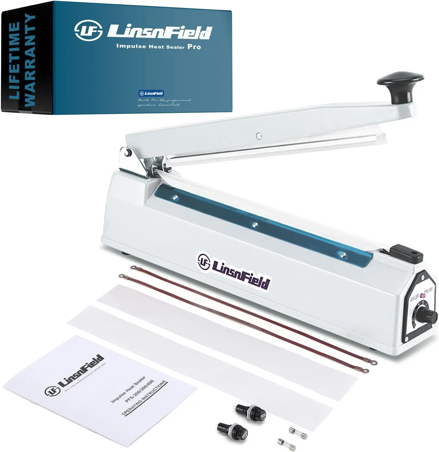 12-Inch Heat Sealer with Copper Transformer & Safety Fuse, Seals All Heat-Sealable Bags Up to 10 Mils Thick