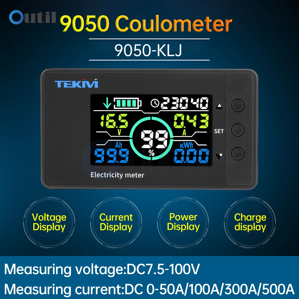 DC 7.5-100V 0-500A Bidirectional Detection Coulomb Meter Voltage Current  Power Meter Lithium Battery Lithium Battery Indicator