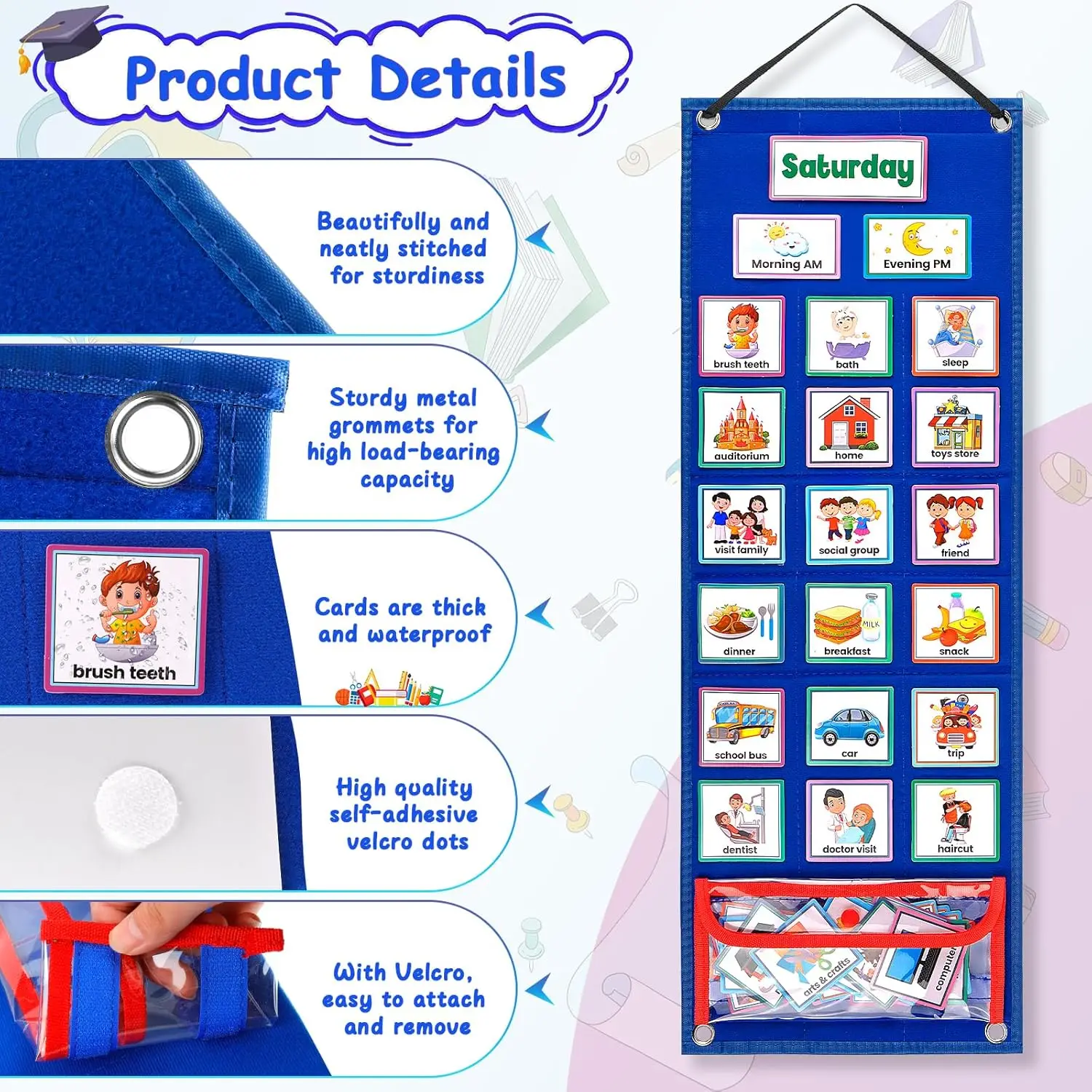 Kids Visual Schedule Calendar Chart 2 in 1 Autism Daily Chore Routine Chart Schedule Plan Learning Board Game For Toddler Gift