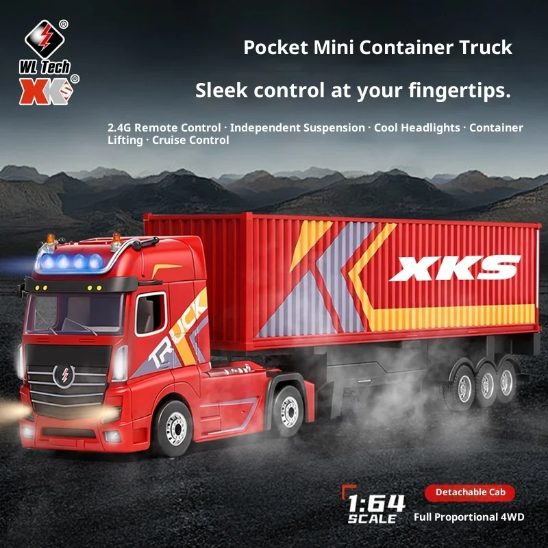 

Радиоуправляемый грузовик WL Tech XKS, масштаб 1:64, полноприводный, 2,4 ГГц, для дрифта, гоночная RC-модель для помещений и улицы