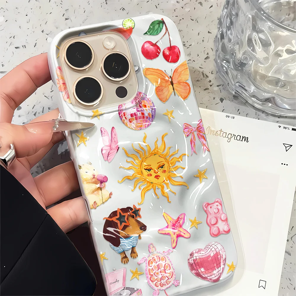 Fundas de teléfono con textura de meteorito golpeado en 3D para iPhone 16 15 14 13 12 11 Pro Max 16 Plus 11 12 13 Max contraportada