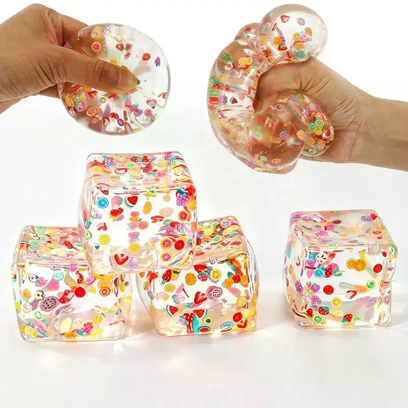 Sensory Calming Fidget Toys Fruit Slice Cube Maltose Texture Stress Anxiety Relief Toys for Adult Home Relax Use