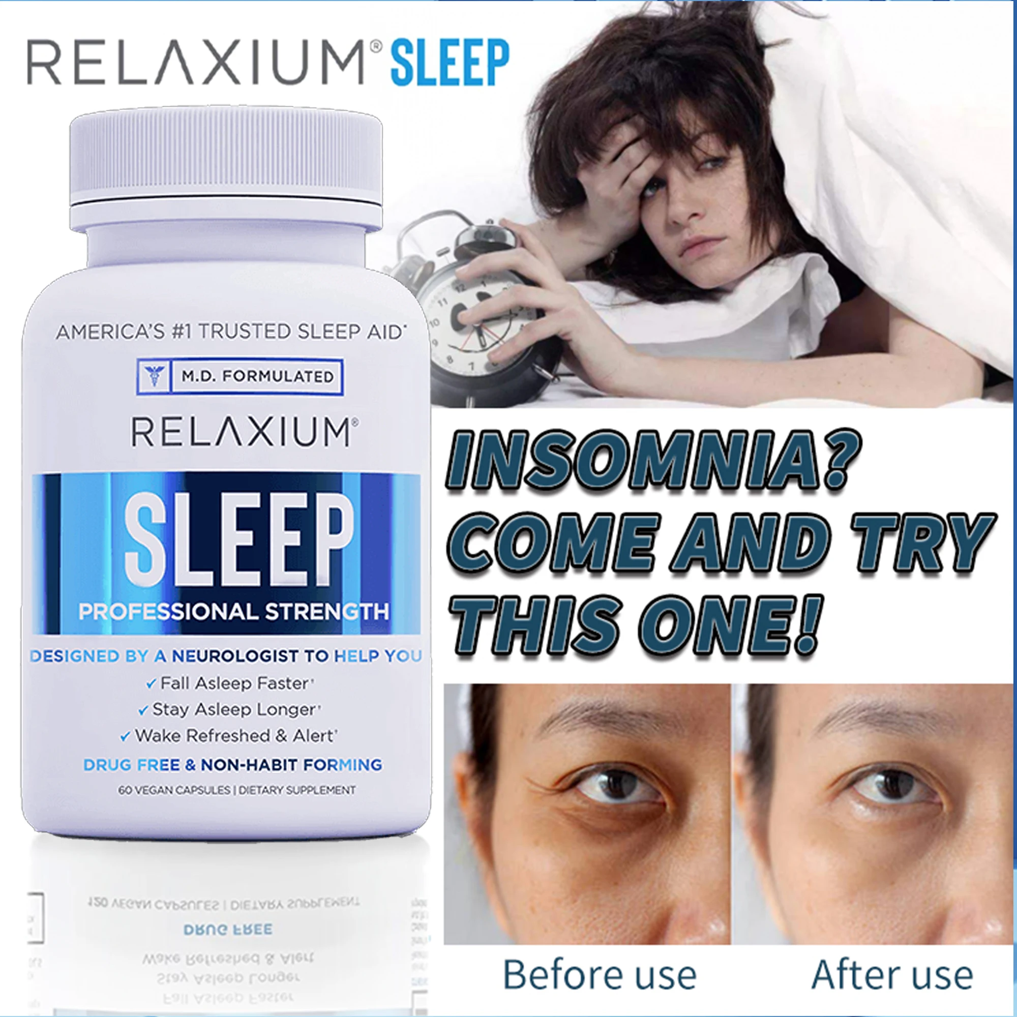 

Natural Sleep Supplement - Helps Fall Asleep Faster and Relieves Stress