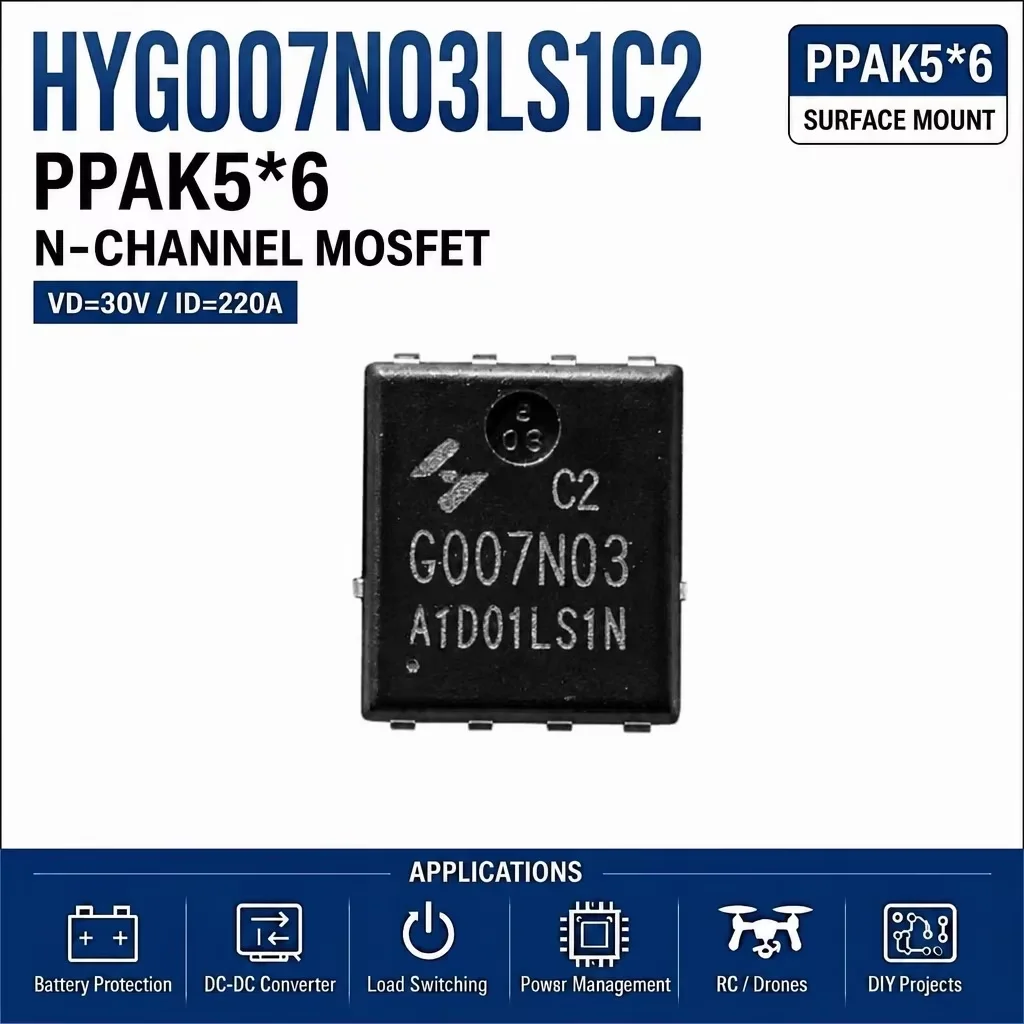 (10 pcs) HYG007N03LS1C2 PPAK5*6 (Marking G007N03) - N-Channel MOSFET 30V 0.63mΩ