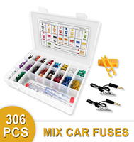 306PCS Car Fuses Assortment Kit with Fuse Puller Circuit Tester Standard Mini Low Profile Mini Mixed Automotive Vehicle Blade
