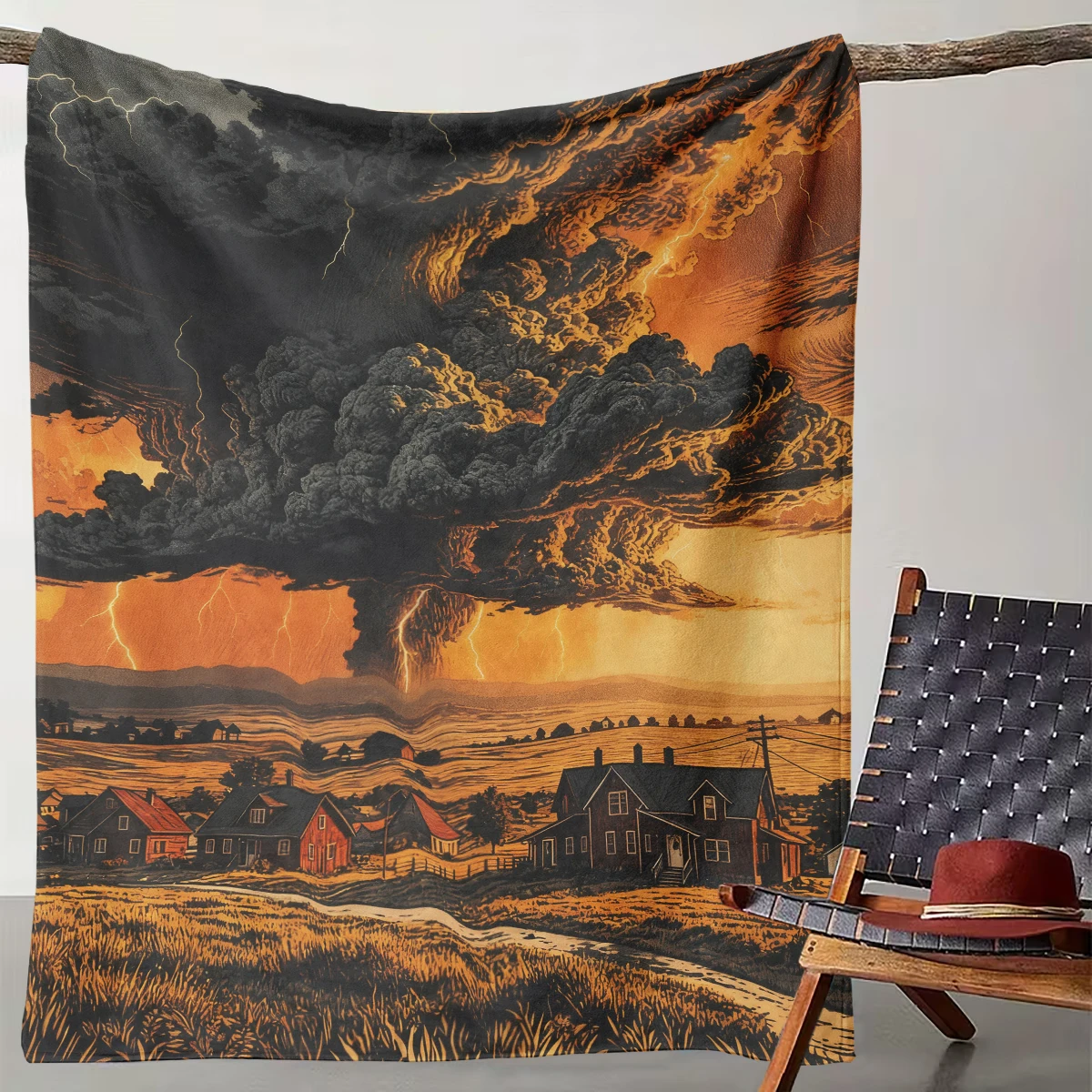 

1 Piece of Retro Tornado Town Disaster Blanket Art Retro Home Decoration Blanket