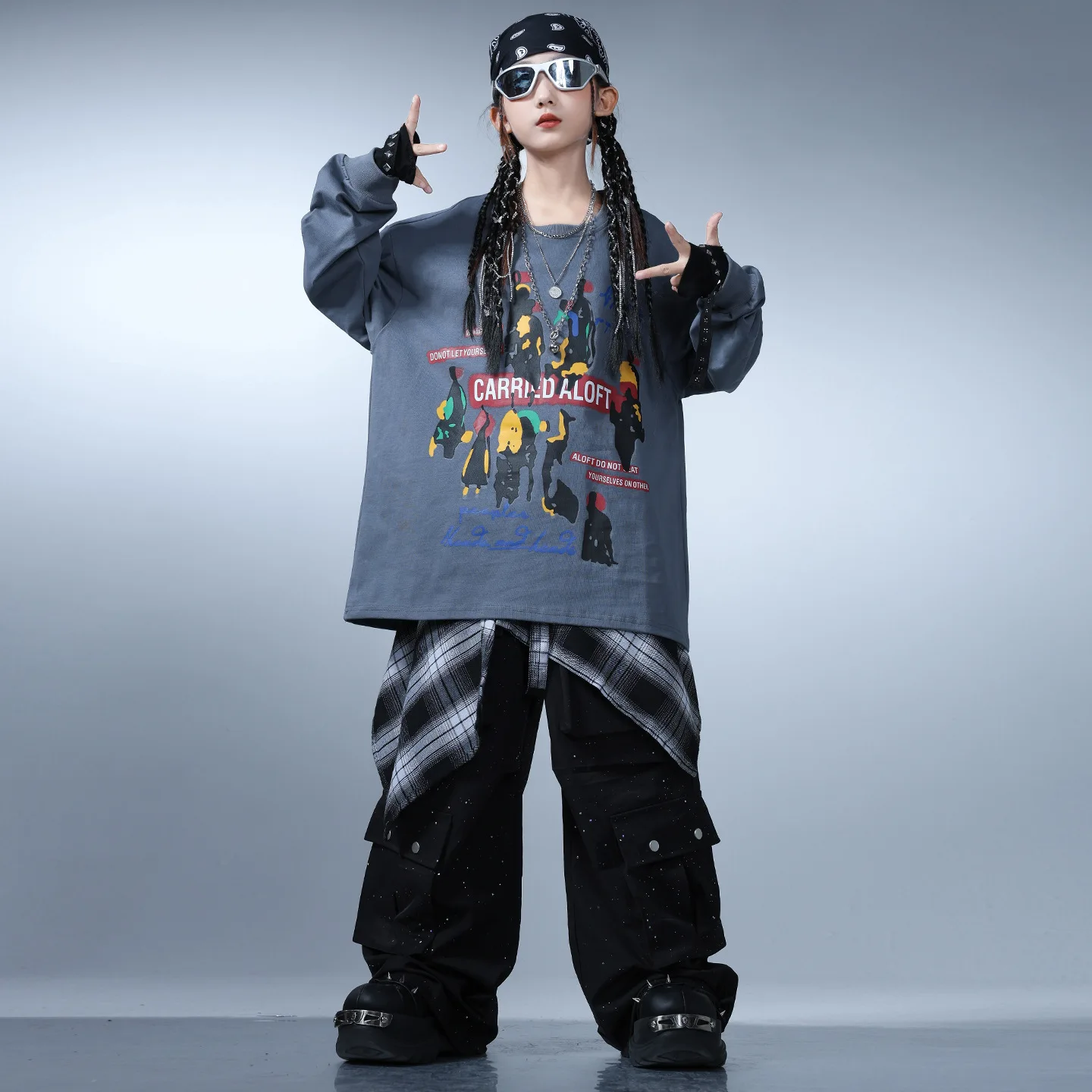 طفل الهيب هوب الملابس الأرجواني رمادي البلوز أسود فضي مبعثر عارضة المظلة البضائع السراويل لفتاة صبي ملابس رقص الملابس