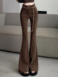 Woman Trousers Fluid High Waist Corduroy Flare Pants for Women Harajuku Slacks Comfortable Stretch Cotton Y2k Streetwear Vintage