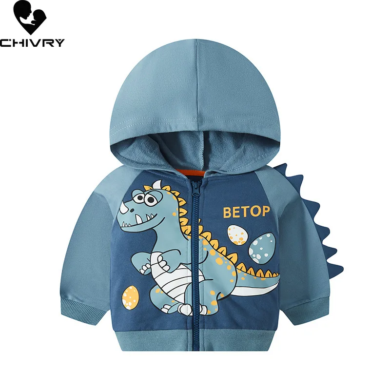 Desenhos animados infantis dinossauro impressão zíper casaco com capuz, meninos jaqueta, hoodies crianças, bebê, bonito, primavera, outono, moda, novo, 2023