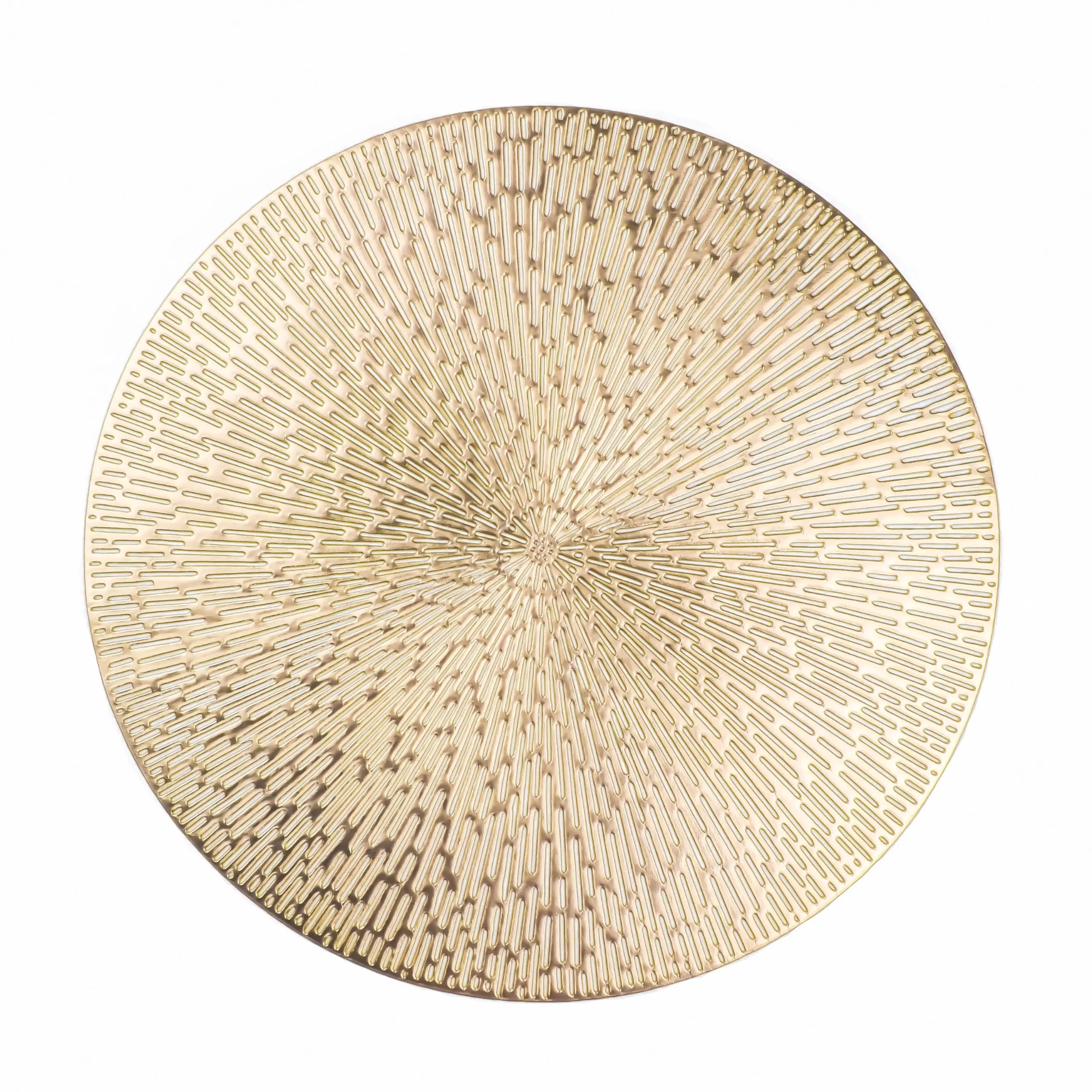 Snowkingdom Gold Placemats Set of 18, 15 Inch Round Vinyl Metallic Place mats, Golden Washable Easy Clean Wipeable Non Slip Stain Resistant Kitchen Dining Table Mats for Halloween Party Decoration
