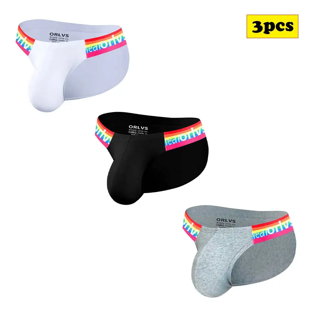 

3PCS Mens Sexy Underwear Cotton Jockstraps Briefs Panties Underpants for Men Fashion Trends Triangle Pants