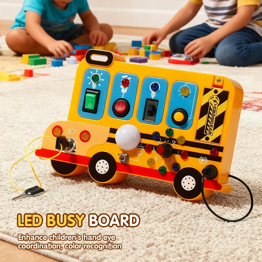 Children's Montessori LED Light Busy Board Simulation Switch Power Board Busy Light Button Puzzle Early Education Learning Toy - view 2