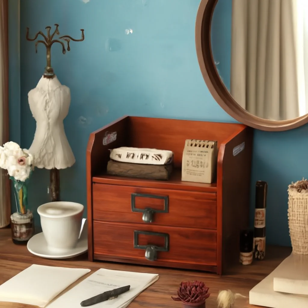 

Retro Wood Storage Drawer Organizer, Multifunctional Vanity Box, Desktop Jewelry and Cosmetics Storage, Office File System.