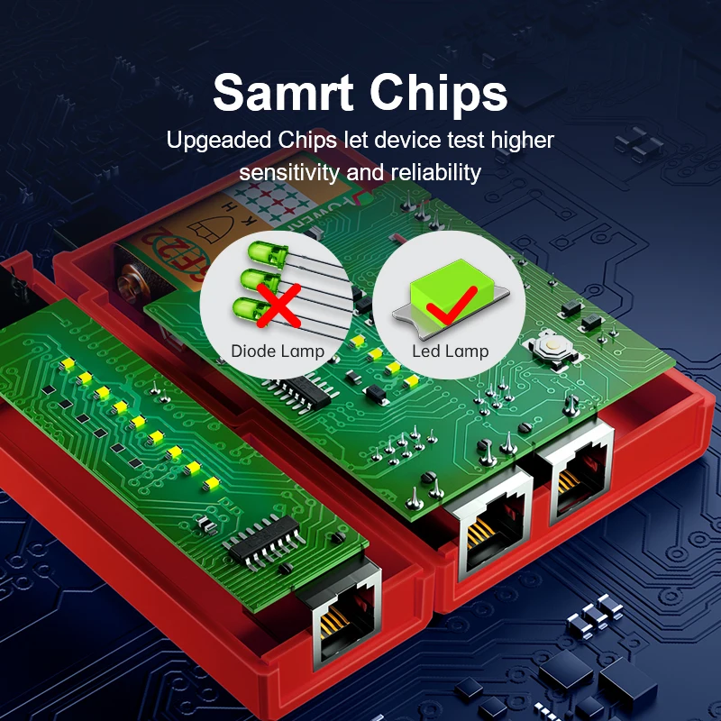 جهاز اختبار كابل إيثرنت لشبكة SAMZHE لهاتف RJ11 RJ12 LAN RJ45 Cat5 Cat5e Cat6 Cat6a Cat7 UTP/ STP وهواتف RJ11 RJ12