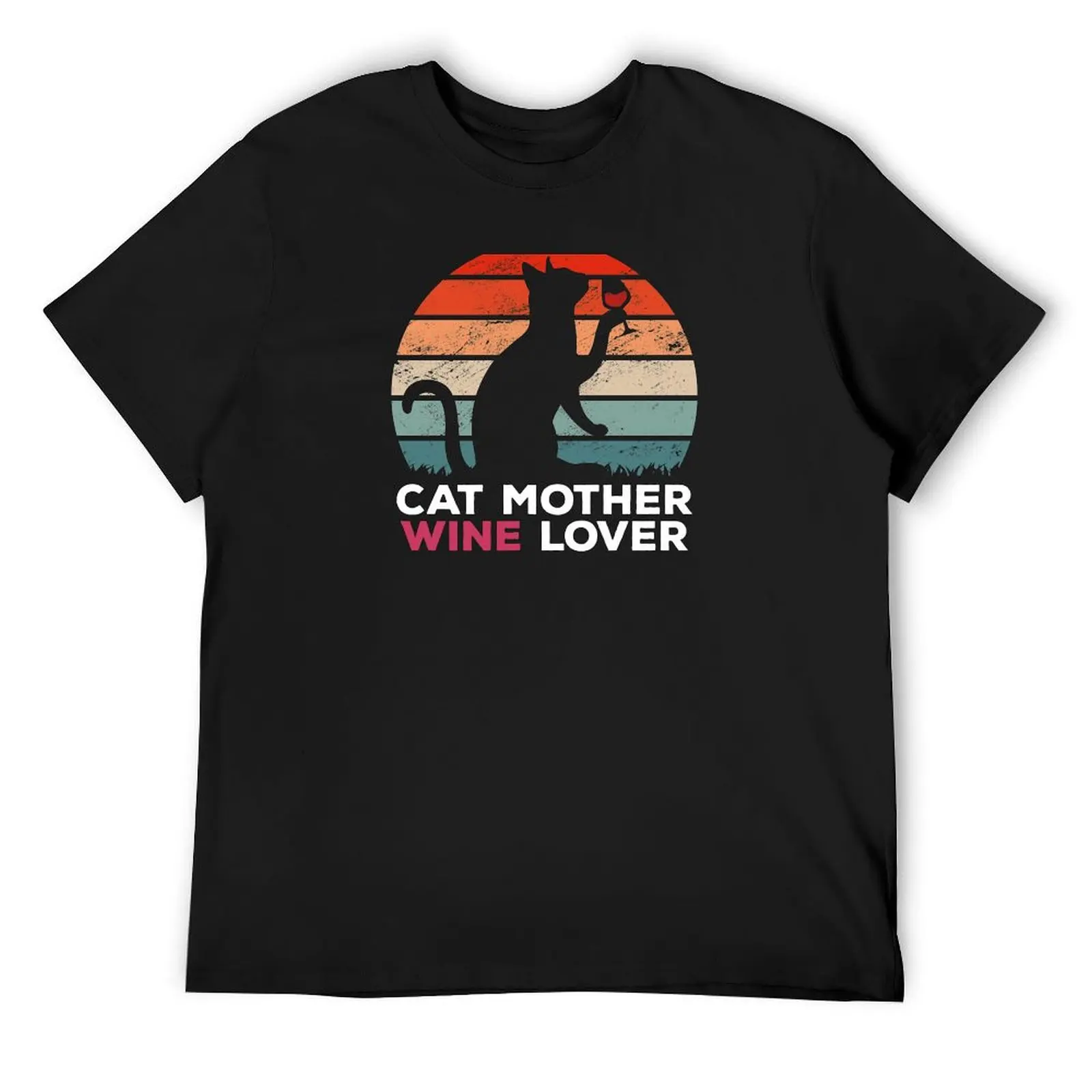 Cat Mother Wine Lover T-Shirt blacks graphic tee shirt summer tops cheap stuff mens plain t shirts