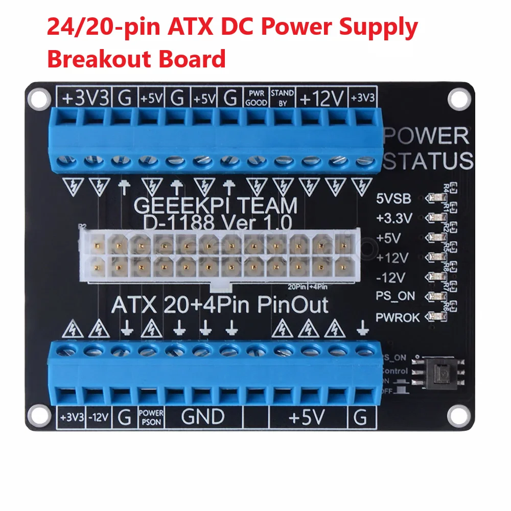 

24/20-pin ATX DC Power Supply Breakout Board DIY Tool ATX Extension Support Wire Header