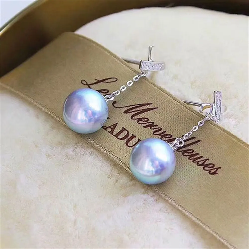 DIY Pearl Accessories S925 Sterling Silver Pearl Stud Earrings Empty Tray Delicate Earring Holder Fit 8-10mm Round Beads E287