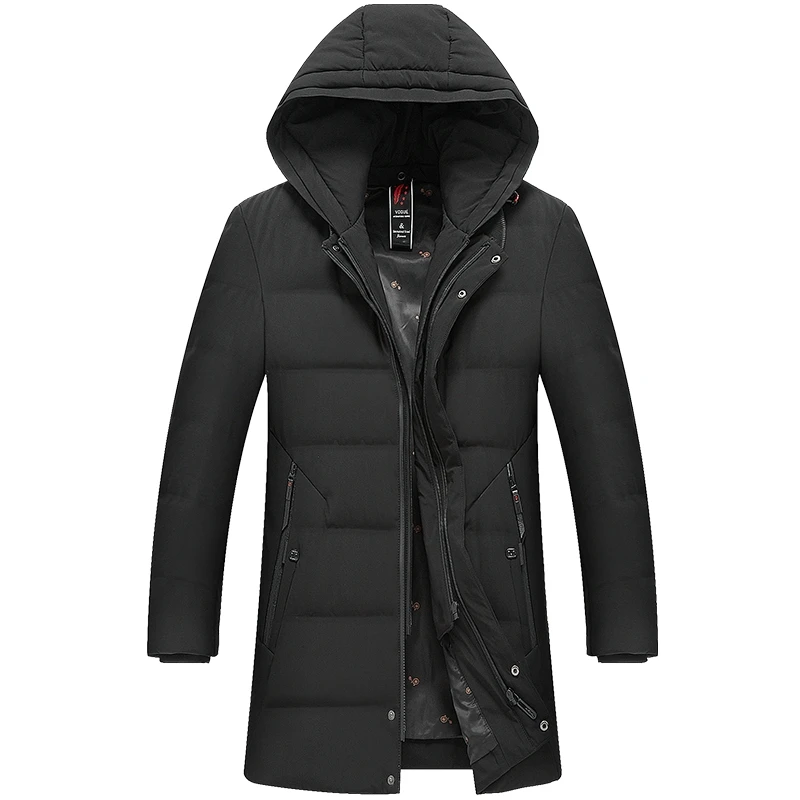 Autumn and winter long winter warm middle-aged hooded white duck down jacket for men