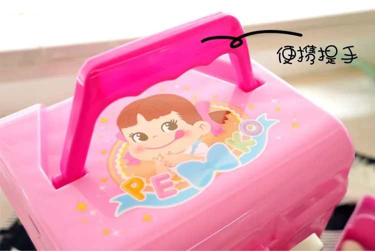 Niedlichen Cartoon Kinder Doppel Schichten Lagerung Box Tragbare Kunststoff Spielzeug Kinder Geburtstag Geschenk Kreide Snack Gebäude Block Organizer – Detail 14