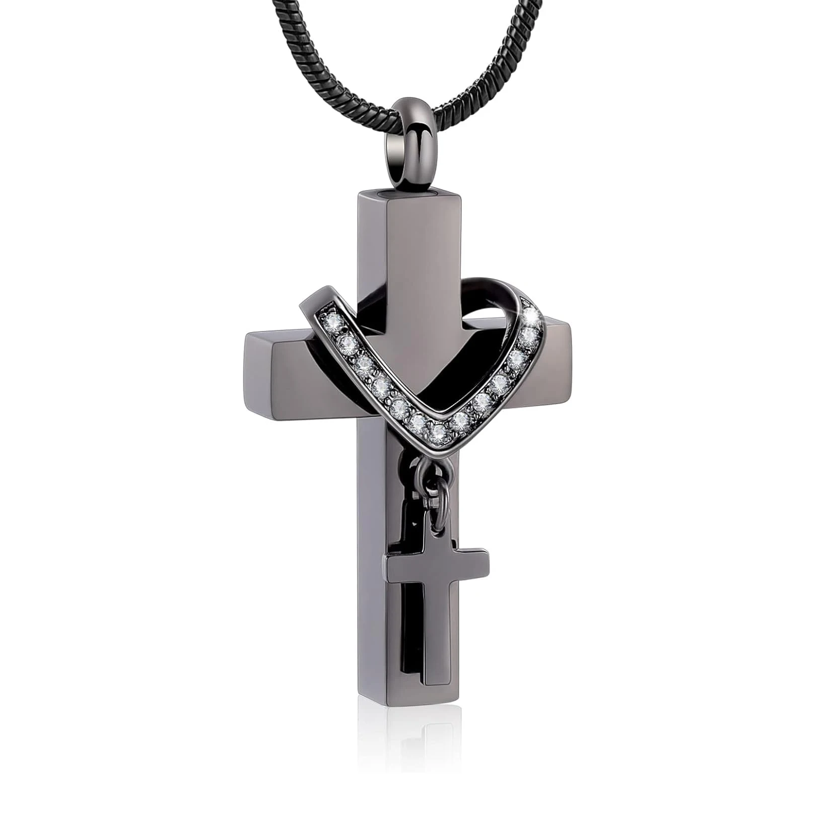 Cremation Jewelry for Ashes Pendant Cross Urn Necklace with Mini Keepsake Urn Memorial Ash Jewelry for Men Women