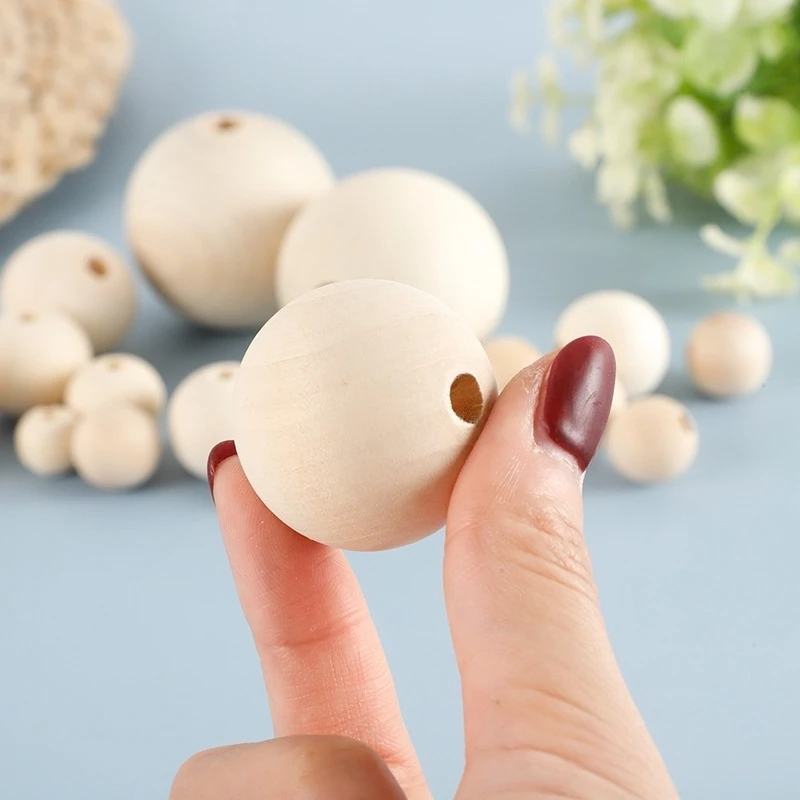 6-20mm Naturholzperlen Runde Holzkugeln Lose Perlen für DIY-Bastelarbeiten Ornamentherstellung Handgemachtes Zubehör Heimdekoration – Detail 7