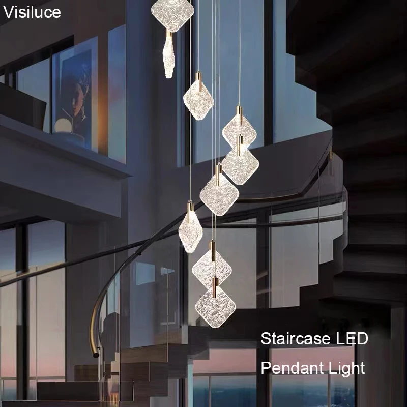 Postmodern LED Chandelier Pendant Lighting Duplex Staircase Suspended Hanging Lamp Decor Villa Hotel Loft Attic Luminaires