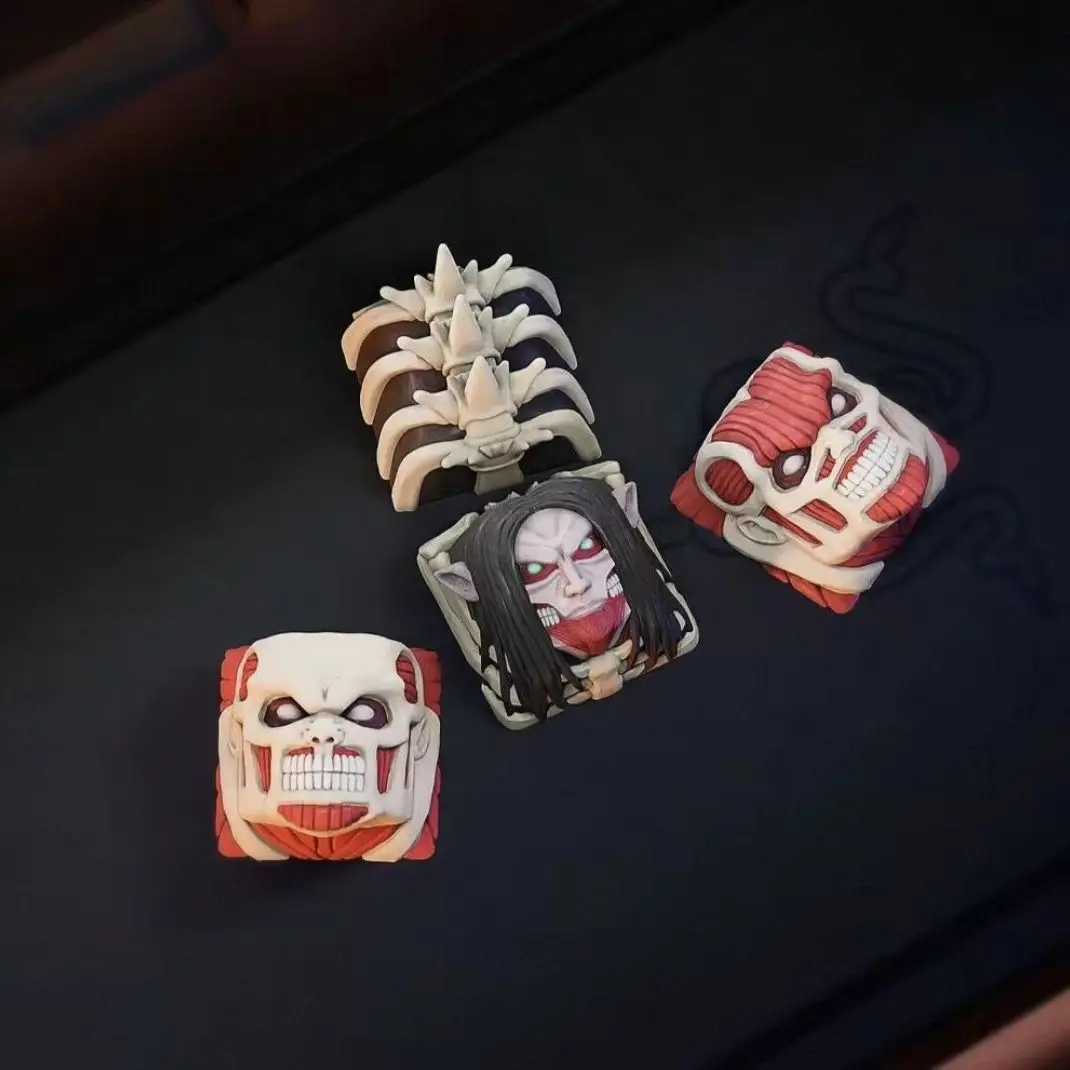NEW Attack on Titan Co branded keycap set cartoon Alan 3D Personalized Mechanical Keyboard Cross axis Keycaps Boy's gift toy view 2
