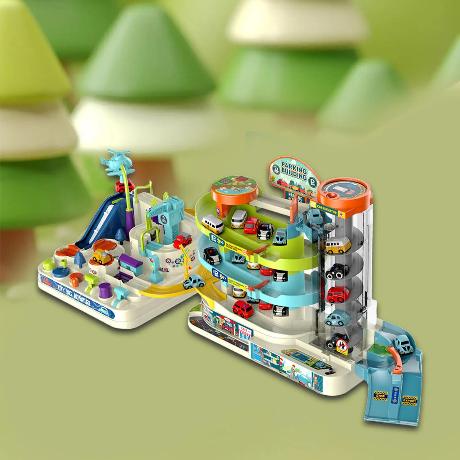 City Car Parking Toy Set 3 Level Vehicles for Age 3 4 5 6 Year Old