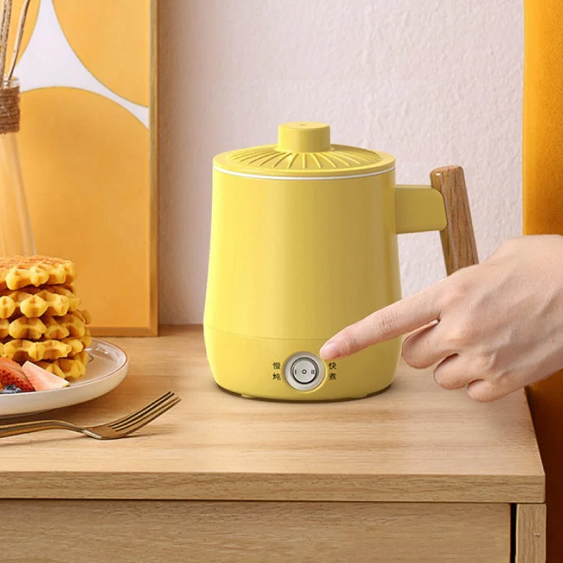 Chaleira elétrica portátil, Copo de água de isolamento quente, forro antiaderente, panela de macarrão, copo elétrico, panela de arroz, 220V, 600ml