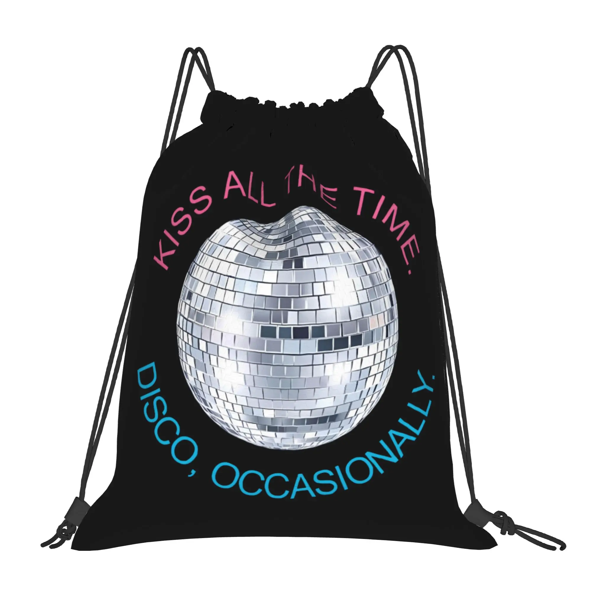 Kiss All The Time Disco Drawstring Backpack Gym Sports Sackpack Harrys Music Styles String Bag for Travel 36cm (W) x 43cm (H)