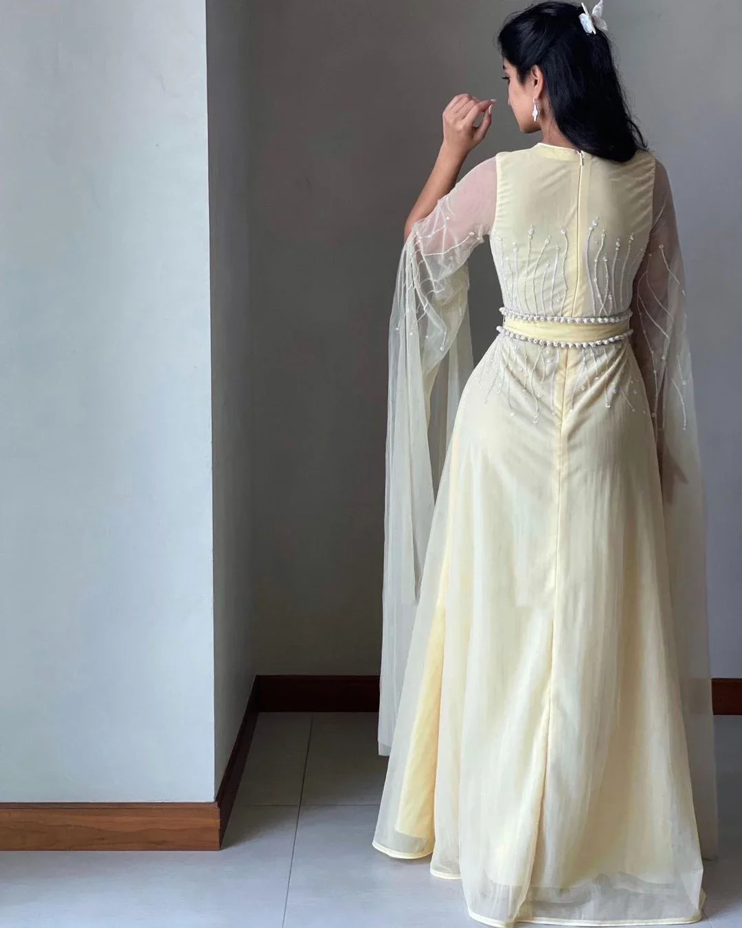 Long Sleeves Prom Dresses V Neck Beaded Evening Dresses Moroccan Special Occasion Dresses Saudi Arabia Wedding Party Dress