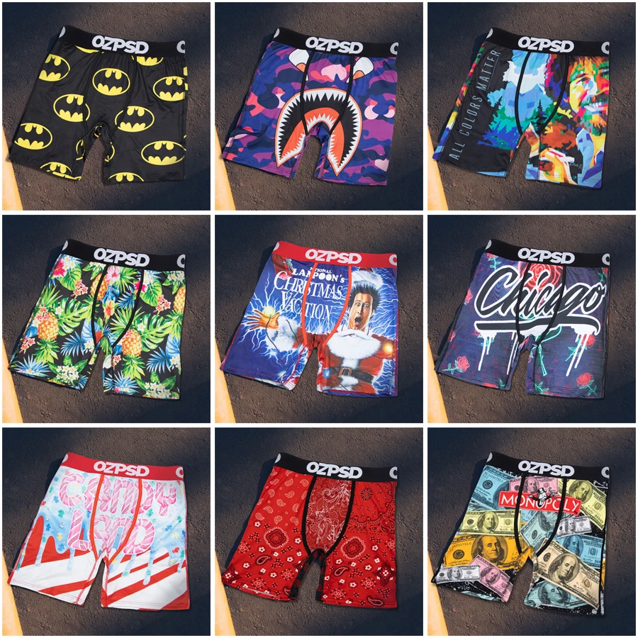 OZPSD 1Pcs Sexy Men Underwear Boxers Breathable Mens Underpants Funny Printed Men's Panties Man Boxer Briefs Comfortable Trunks