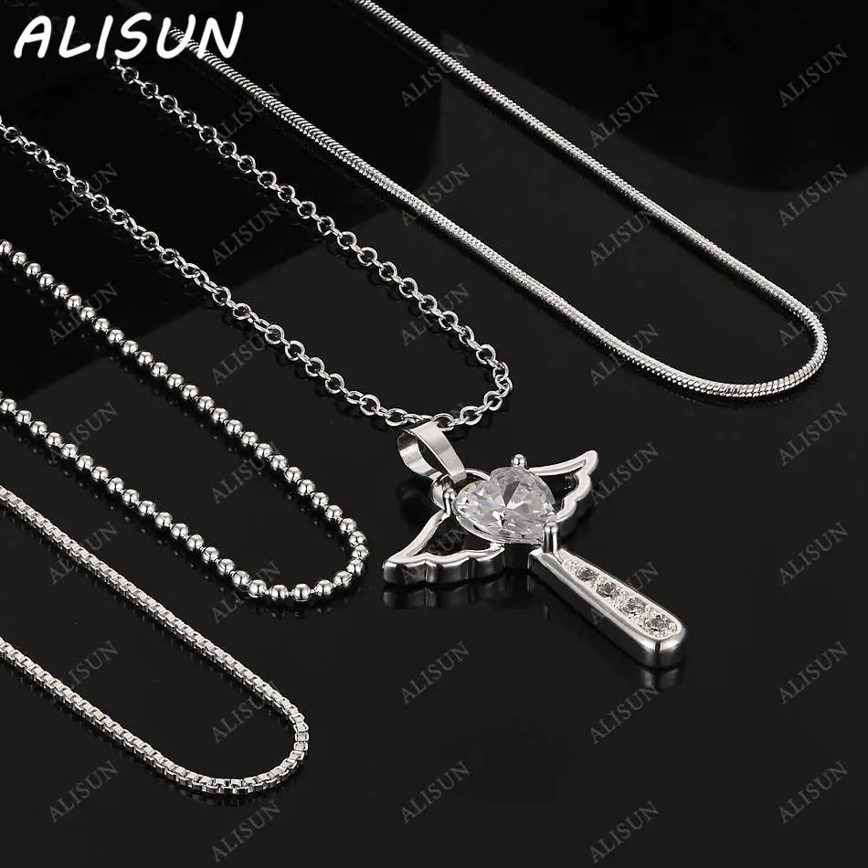 

ALISUN 40-75cm 925 Sterling Silver Zircons Wing Pendant Necklace For Women Men Charm Trend Birthday Gifts Fashion Party