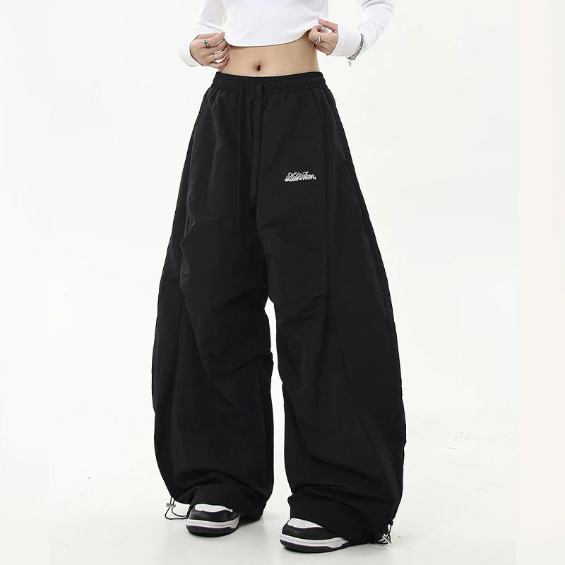American Vintage Crumpled Overalls Women's  New High Waist Loose Leisure Slimming Trendy All-Matching Wide Leg Trousers