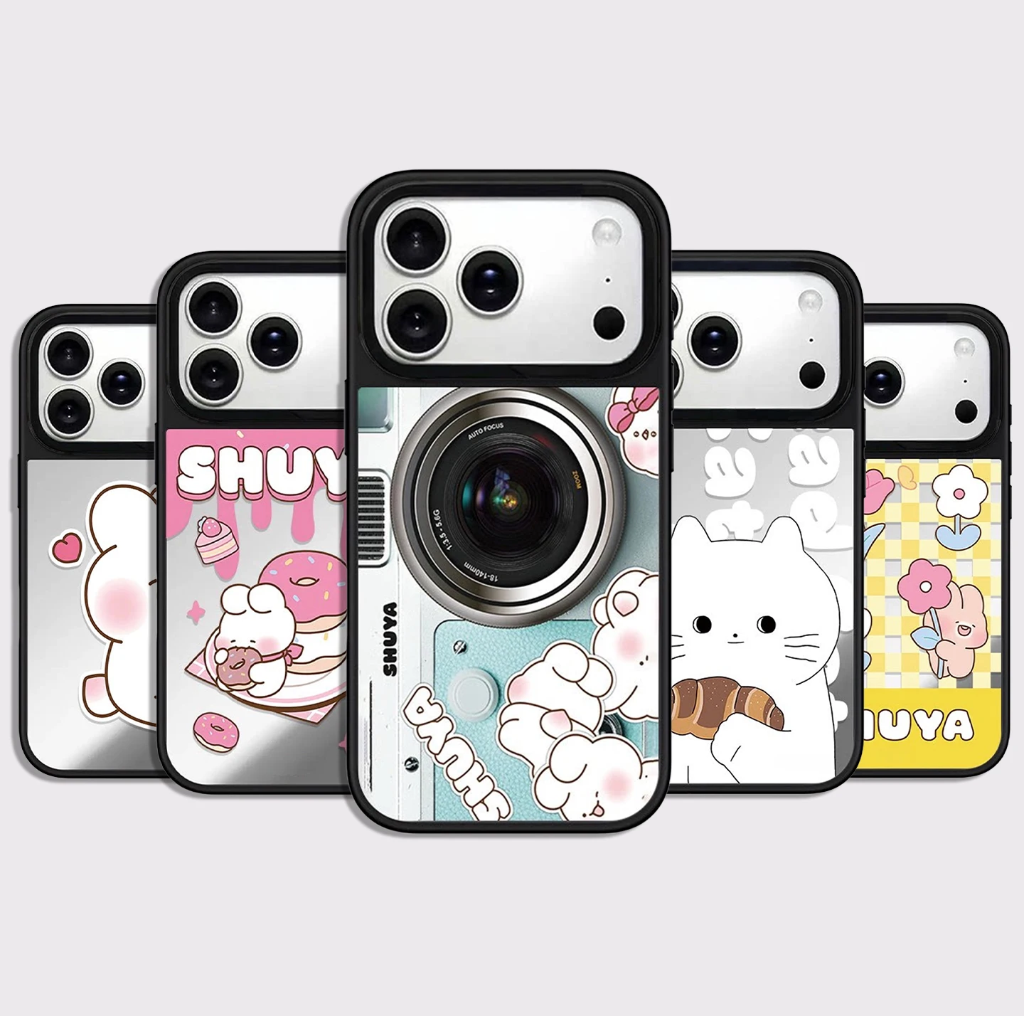 

Cartoon Rabbit Pattern Mirror Surface Magnetic Phone Case Cover for IPhone 12 13 14 15 16 17 Pro Max Case for IPhone 17 Air