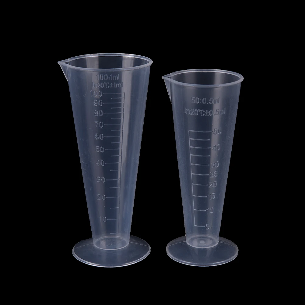 Bécher gradué en plastique transparent, tasse à mesurer, outils de mesure, mesure liquide, cuisson en laboratoire, 50 ml, 100ml