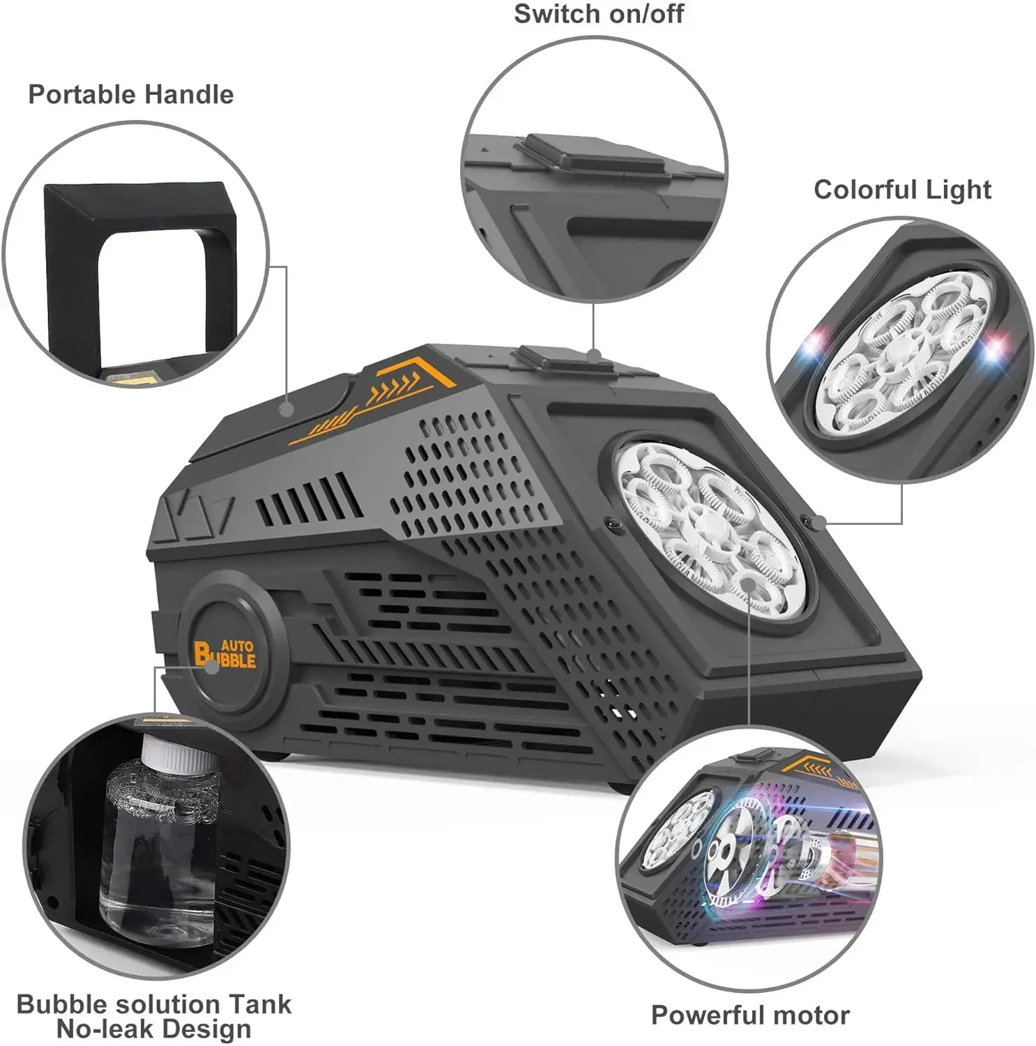 Bubble Machine Automatische Zeepbel Blazen Elektrisch Draagbaar met Licht Speelgoed voor Kinderen Luidspreker Buitenspellen Verjaardag Bruiloft