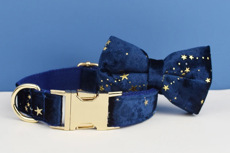 Luxus Mode Haustier Zubehör benutzer definierte Design Logo schwarz unten Blume Sublimation Hunde halsband Leinen Geschirr Bogen Set star01 – Detail 4
