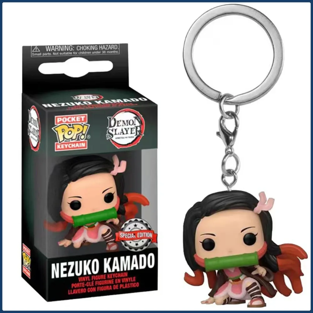 

FUNKO POP Keychain Highly Popular Anime Demon Slayer Kawaii Kamado Nezuko Action Figures Pendant Periphery Kids Christmas Gifts