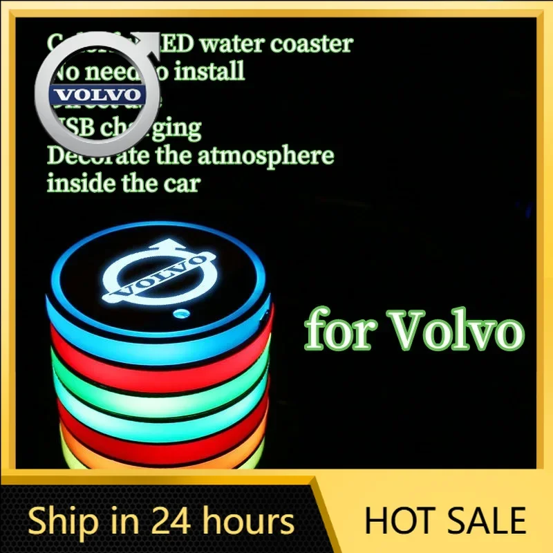 

Новые эмблемы Volvo 2026 года: 2 шт. светодиодных многоцветных атмосферных ламп для центральной консоли автомобиля (подстаканники)
