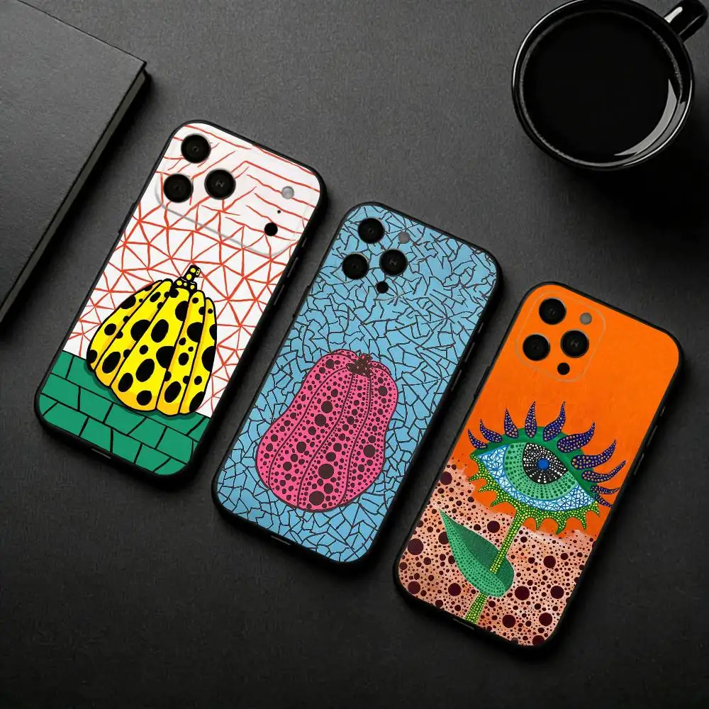 

F-Funny Pumpkin Y-Yayoi K-K-Kusama Phone Case For iPhone 17pro,16,15,14,13,12,11 Plus,Pro Max,XS,Soft Silicone Black Cover