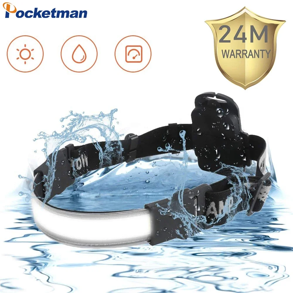 Halo Headband Light Strip Headlamp Wide-Beam 210° Angle COB Lightweight Headband Light for Camping Hiking Light