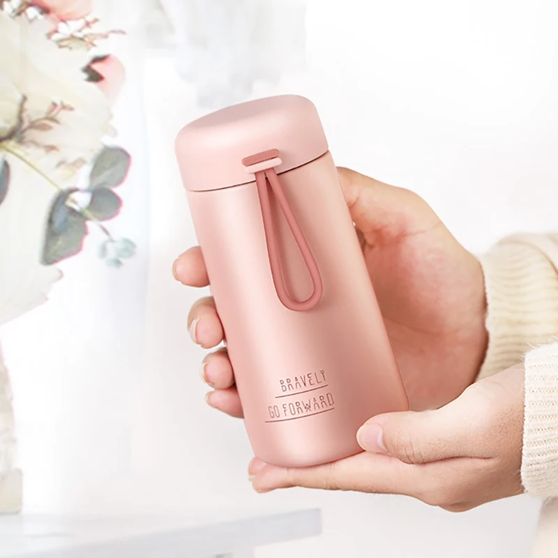 Mini Pink Termos Portable Belly Cup 270ml Cute Girls Thermos Water Bottle 304 Stainless Steel Tumbler Vacuum Flask Coffee Cup