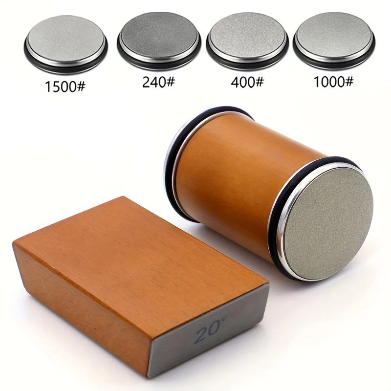 Rolling Knife Sharpener For Straight Edge Knife Sharpener Kit With 15/20° Degree Magnetic Angle For Kitchen Knives Whetstone Set