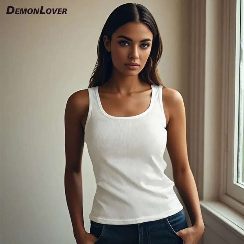 Stretch Ribbed Women Tank Top with Integrated Padded Cups U Neck Sleeveless Camisole Quick Dry Breathable Layering Vest